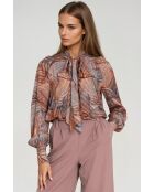 Mehrfarbige Bluse mit Farnmuster Elowen
