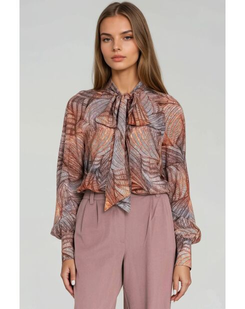 Mehrfarbige Bluse mit Farnmuster Elowen
