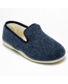 Chaussons charentais fourrés Laine bleu marine bord marine