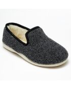 Chaussons charentais fourrés Laine gris bord noirs