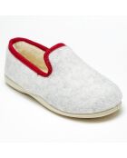 Chaussons charentais fourrés Laine gris bord orange