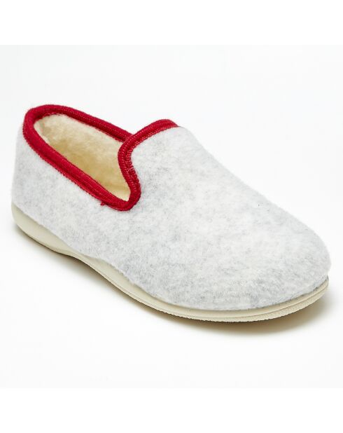 Chaussons charentais fourrés Laine gris bord orange