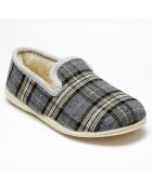 Chaussons charentais fourrés Laine gris tartan bord gris clair