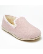 Chaussons charentais fourrés Laine rose pâle bord roses