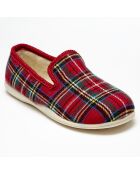 Chaussons charentais fourrés Laine tartan rouge bord rouges