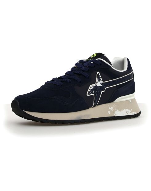 Sneakers en Cuir Yak bleu marine