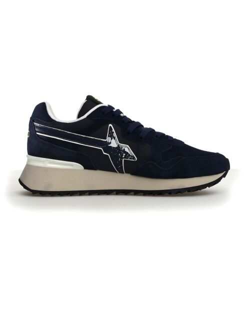 Sneakers en Cuir Yak bleu marine