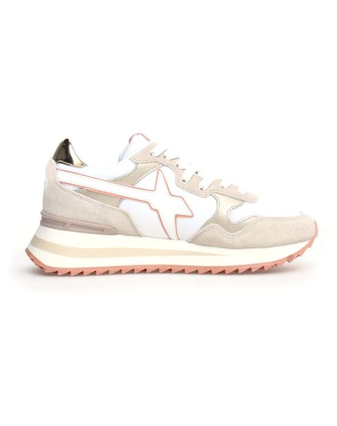 Sneakers en Cuir Yak beiges