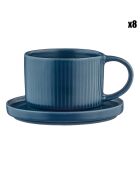 8 Tasses Scandi Et Soucoupe  bleu marine - 15 cl