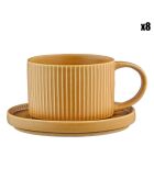 8 Tasses Scandi Et Soucoupe  jaune ocre - 15 cl