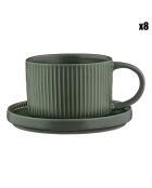 8 Tasses Scandi Et Soucoupe  vert olive - 15 cl