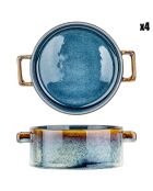 4 Bols à soupe Quintana en porcelaine bleus- D.17x13.5x5 cm