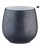 4 Mugs en Grès Gourmet blanc granité/noir onyx - 40 cL 8.5x8.5x9.5 cm