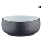 4 Bols en Grès Gourmet blanc granité/noir onyx - 70 cL