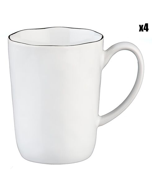 4 Mugs en Grès Pure blanc neige - 40 cL