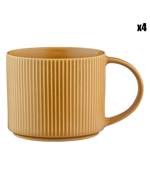 4 Mugs Scandi jaune ocre - 50 cl
