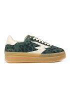 Sneakers en Cuir Double Club vert léopard