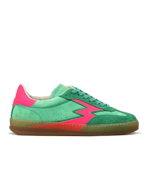 Sneakers en cuir Club vert/fuchia