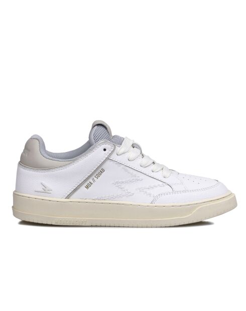 Sneakers en Cuir Detail Squad blanches