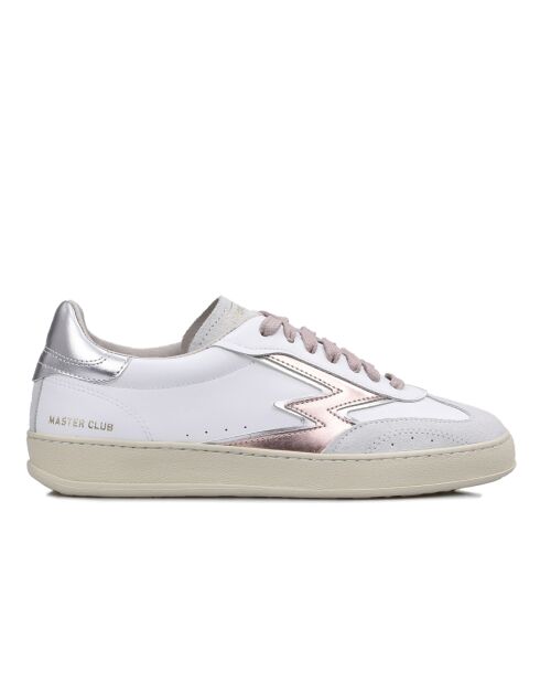Sneakers en cuir Club blanc/rose irisé