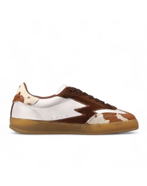 Sneakers en cuir Club blanc/marron