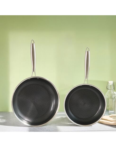 2 Poêles triplex 'BlackSteel' - D.24/28cm