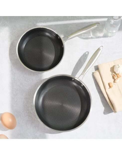 2 Poêles triplex 'BlackSteel' - D.24/28cm