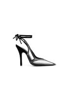 Escarpins chromés à bride arrière noirs