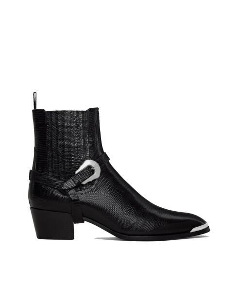 Bottes Chelsea Isaac Western à harnais noires