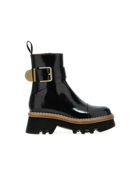 Boots en cuir Owena noires