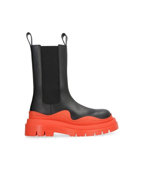 Boots en cuir noir/orange