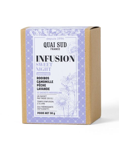 Infusion Sweet Night! aromatisée Rooibos Camomille Peche Lavande - 15 Infusettes