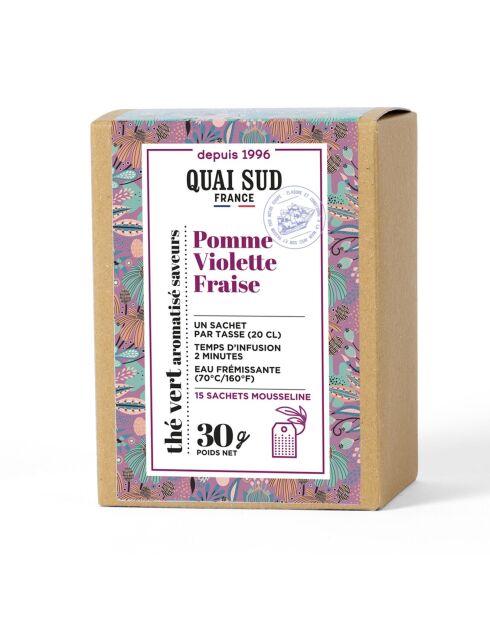 Thé Vert Pomme Violette Fraise - 15 Infusettes