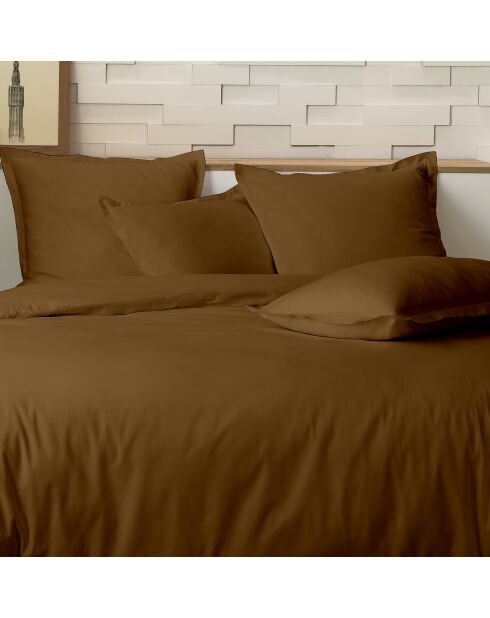 Parure housse de couette 100% Percale de Coton ocre