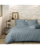 Parure housse de couette 100% Percale de Coton azur