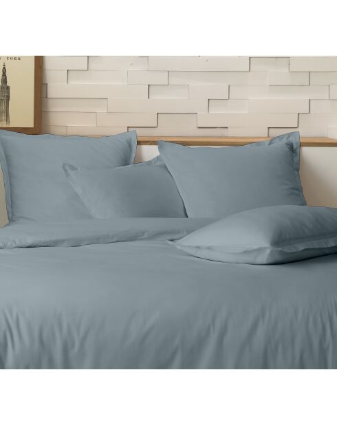 Parure housse de couette 100% Percale de Coton azur