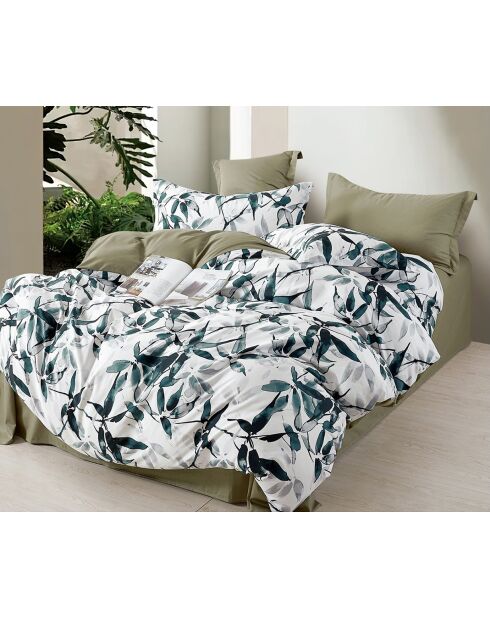 Parure housse de couette 100% Percale de Coton verte
