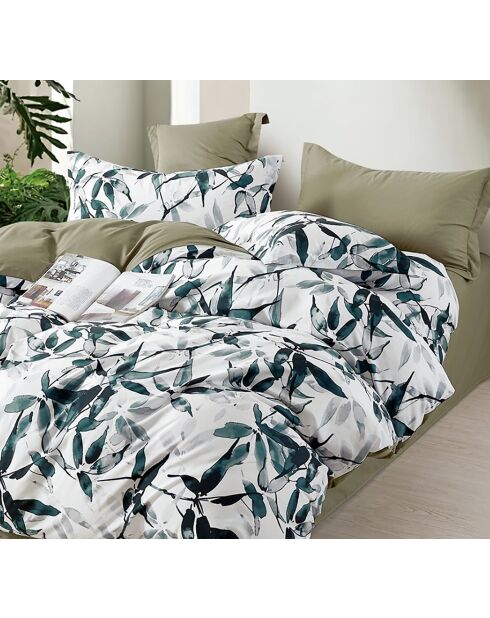 Parure housse de couette 100% Percale de Coton verte