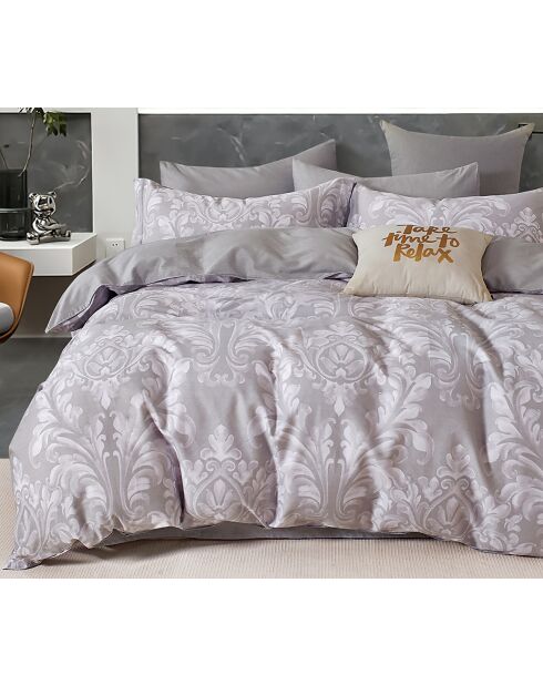 Parure housse de couette 100% Percale de Coton grise