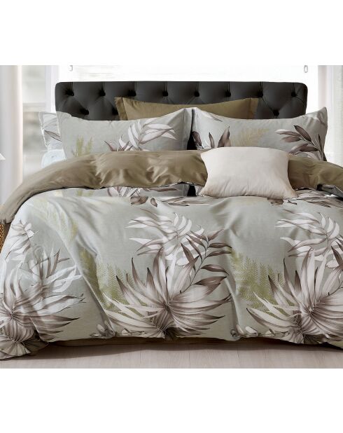 Parure housse de couette 100% Percale de Coton verte