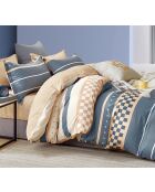 Parure housse de couette 100% Percale de Coton  bleue