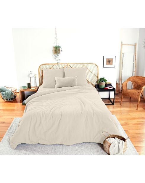 Parure housse de couette 100% Gaze de Coton galet