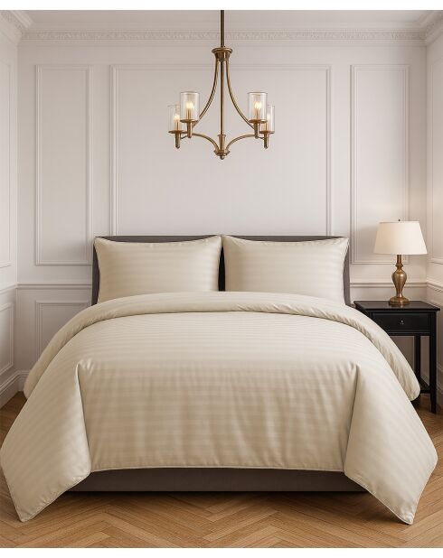 Parure housse de couette 100% Satin de Coton taupe