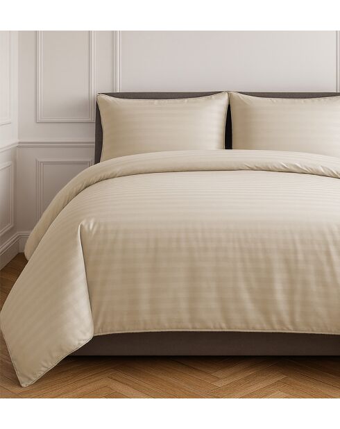 Parure housse de couette 100% Satin de Coton taupe