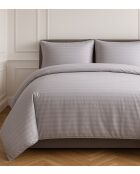 Parure housse de couette 100% Satin de Coton gris clair