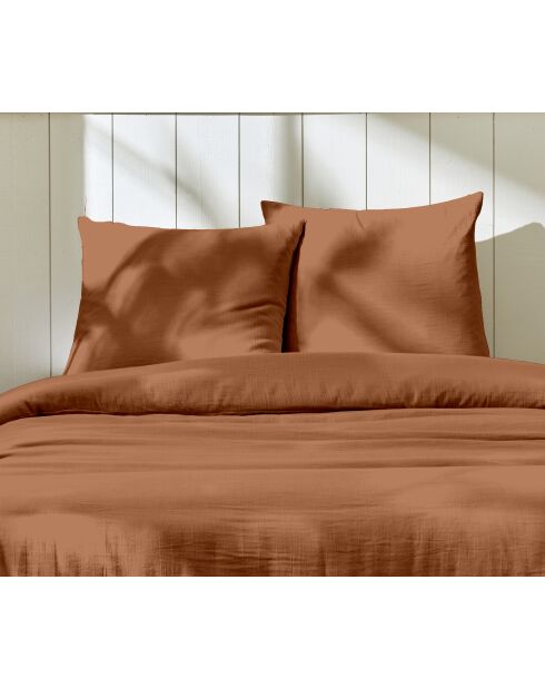 Parure housse de couette 100% Gaze de Coton terre cuite