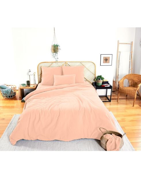 Parure housse de couette 100% Gaze de Coton pêche