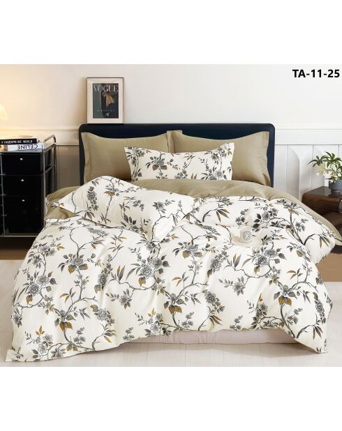 Parure housse de couette 100% Percale de Coton  écrue