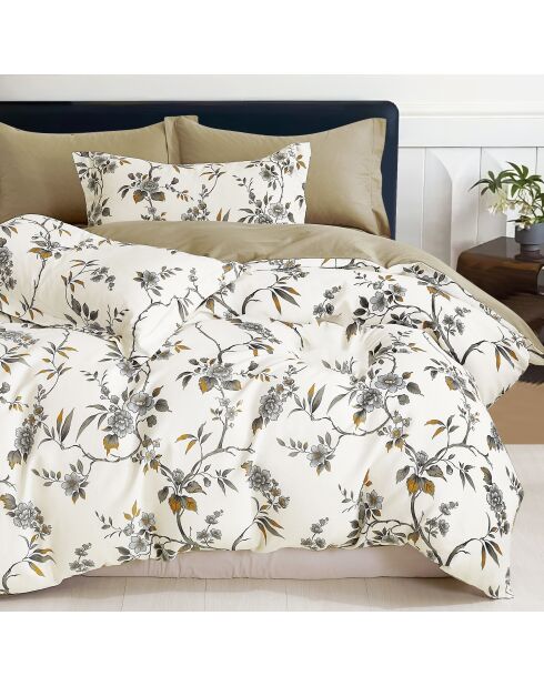 Parure housse de couette 100% Percale de Coton  écrue