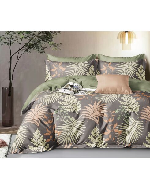 Parure housse de couette 100% Percale de Coton verte